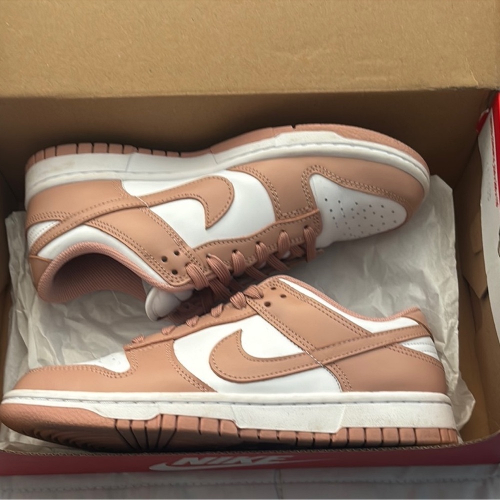 Nike Blush and White Low-Top Sneakers